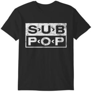 Sub Pop Records Distressed Logo Print Seattle Gr Tshirt